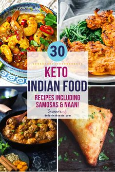 These 30 Low-carb & Keto Indian Food Recipes are everything you might crave at an Indian restaurant. Includes curries, samosas, low-carb naan & even dessert! Perfect for those who want to make Indian food at home. #ketodietrecipes #ketorecipes #lowcarbrecipes #indianfood #lowcarbdinner Indian Keto Diet Plan For Women, Naan Dessert, Keto Indian Food, Keema Curry Recipe, Indian Food At Home, Spinach Soup Recipe, Mediterranean Foods, Chicken Kebab Recipe, Indian Soup