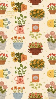 a wallpaper with flowers and plants on it