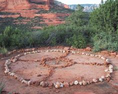 a circle made out of rocks in the desert