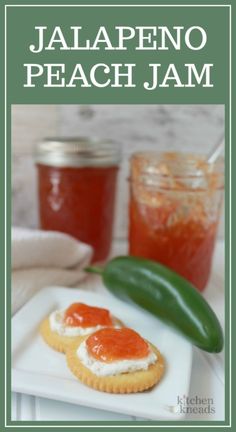 jalapeno peach jam on a white plate