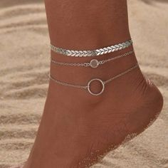 Fashion Jewelry 3pcs Rhinestone Anklet Rhinestone Anklet, Shoulder Duster Earrings, Princess Diamond Ring, Medium Hoop Earrings, Stacked Necklaces, Gold Link Chain, Foot Jewelry, Faux Pearl Necklace, Anklet Jewelry