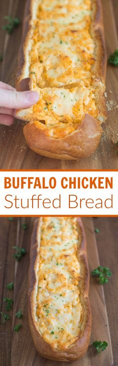 this buffalo chicken stuffed bread is the perfect appetizer to serve at your next party