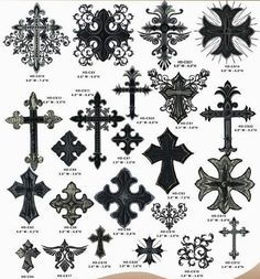 an old fashioned cross pattern with many different crosses on it, including one in black and white