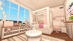 Follow me on instagram: sofiabuilds #bloxburg Bloxburg Pink Room Ideas, Club Roblox House Ideas Kids Bedroom, Bloxburg Girl Room Ideas, House Ideas For Bloxburg, Pink Bloxburg Room, Danish Pastel Bloxburg, Kids Bedroom Bloxburg, Cute Bloxburg Rooms, Bloxburg Kids Room Ideas