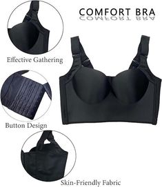 Discover the Ultimate Comfort and Support with Our Fashion Bra Experience Elegance and Comfort: Our Fashion Bra is designed to revolutionize your lingerie drawer. It offers a unique blend of style, support, and comfort, making it an essential for every woman. The deep cup design provides a smoother look under clothing, effectively concealing back fat, side bulges, and giving a gentle lift. Unparalleled Support for Every Occasion: Whether you're at work or on the go, this bra delivers unmatched b Full Coverage Black Bra With Medium Bust Support, Black Full Coverage Bra With Medium Bust Support, Compressive Black Bra With Removable Pads, Black Shapewear Bra With Medium Bust Support, Black Full Coverage Bra-friendly Shapewear, Black Shaping Push-up Bra, Shaping Black Push-up Bra, Black Sculpting Shapewear, Bra Friendly, Black Push-up Shapewear With Built-in Bra