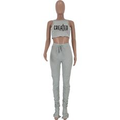 Sports Tank Crop Tops+ruched Sweatpants 2 Pieces Sports Crop Top With Built-in Bra And 4-way Stretch, Compressive Crop Top Sports Bra, Sporty 4-way Stretch Elastane Crop Top, Sport Tank, Cropped Tank Top, Sweatpants, Crop Tops, Sports