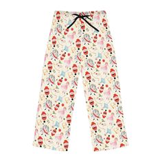 Get into the festive spirit with our Merry Christmas Nutcracker Women's Pajama Pants! These cozy and cheerful pajama bottoms are perfect for snuggling up by the fire, opening presents, or enjoying Christmas morning. Made with soft, breathable fabric, they provide ultimate comfort during the holiday season. The Nutcracker-themed design adds a touch of magic to your Christmas celebrations. Whether you're treating yourself or looking for a thoughtful gift, these pajama pants are a must-have for spreading holiday cheer. .: 100% polyester .: White seam thread .: Light fabric (6 oz/yd² (203 g/m .: Relaxed comfort fit .: Back elastic and black drawstring tie .: Sewn-in care label .: Assembled in the USA from globally sourced parts Christmas Loungewear Pants, Christmas Holiday Long Pants Sleepwear, Christmas Holiday Sleepwear With Long Pants, Casual Christmas Holiday Pants, White Bottoms For Christmas Holiday, Casual Holiday Pants For Christmas, Casual Christmas Holiday Bottoms, Casual Christmas Bottoms For Sleepovers, Holiday Loungewear