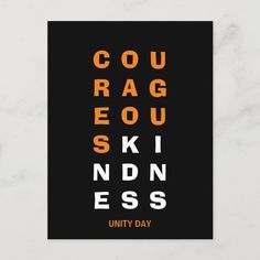 a black and orange poster with words on it