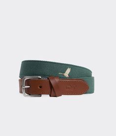 Inspired by our favorite fall sights and sounds, this classic canvas belt is a colorful and refined finishing touch. Canvas Belt, Embroidered Canvas, Mallard, Mens Belts, Charleston, Mens Accessories, Canvas