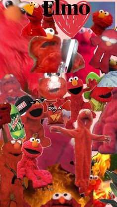 a collage of sesame street characters with the words elmo