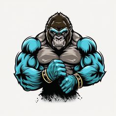 an illustration of a gorilla with big muscles