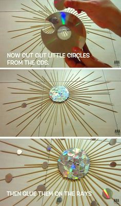 the instructions for how to make a sunburst from cds