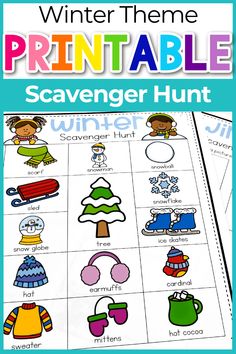 winter themed printable scavenger hunt for kids