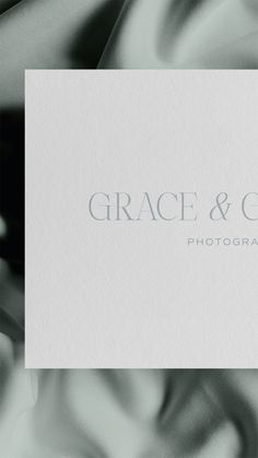 the logo for grace & co photography is shown in black and white, as well as an abstract background