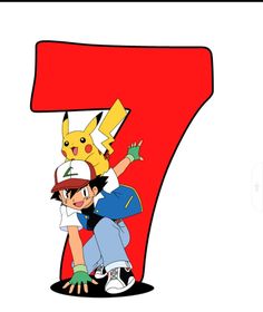 the number seven has pikachu and gohan on it's front side