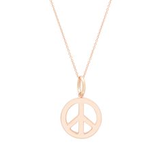 The Story A timeless symbol, The F&B Peace Sign Charm Necklace is as classic as they come. Since the 1950s the "peace sign" has been a beacon of hope and harmony. Used by anti-war activists all over the world, the peace sign is just as relevant today as it was then. Handmade here in LA from 14 karat rose, yellow, and white gold, the open design allows your skin to show through while sitting flat against the chest. Not too small and not too big, it is the perfect size for everyday wear. With its Symbolic Round Peace Sign Jewelry, Organization Lists, Beacon Of Hope, Rose Yellow, The Peace, The 1950s, Peace Sign, Gold Chains, Charm Necklace