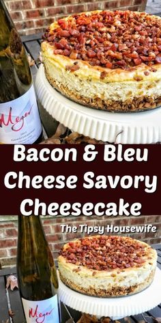 bacon and bleu cheese savory cheesecake with wine