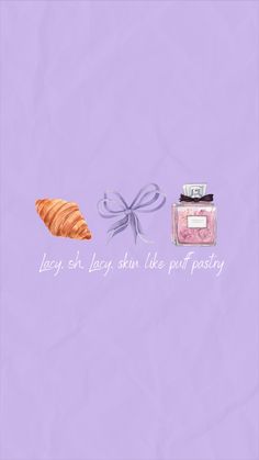 a purple background with an illustration of a croissant and a jar of powder