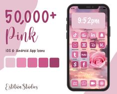 an iphone with the text pink on it next to a phone screen that says, 5000