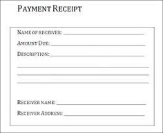 a receipt form with the words payment receipt on it