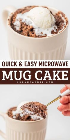 Craving a quick treat? This Quick and Easy Microwave Mug Cake Recipe is your go-to for Valentine's Day dessert recipes. Made with cake mix and ready in 1 minute, this small batch dessert is perfect topped with vanilla ice cream, chocolate chips, or sprinkles. Sweet, fast, and fun! Easy Microwave Mug Cake, Microwave Mug Cake, Microwave Mug, Desserts With Few Ingredients, Mug Cake Recipe, Ice Cream Chocolate, Mug Cake Microwave, Mug Cakes, Quick Treats