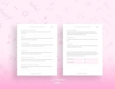 a pink and white paper with the words happy new year written on it's side