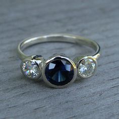 Australian Sapphire, Contemporary Traditional, Diamond Huggies, Fabulous Jewelry, 14k White Gold Ring, White Gold Ring, Wide Bands, Pretty Jewellery, Bezel Setting