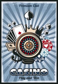 a casino poster with playing cards and dices