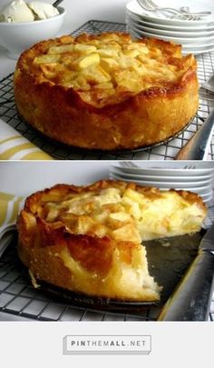 two pictures of a pie on a cooling rack