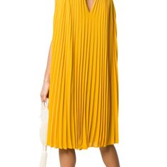 Brand New Never Worn! No Damages Yellow Pleated Dress For Cocktail, Yellow Pleated Dress For Cocktail Occasions, Yellow Pleated Dress For Daywear, Elegant Yellow Pleated Dress, Elegant Yellow Pleated Midi Dress, Chic Yellow Pleated Dress, Elegant Yellow Pleated Mini Dress, Wool Sweater Dress, Silk Dress Long