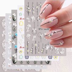 PRICES MAY VARY. 🌼Package Include: you will get 8 sheets 5D embossed flower nail stickers decals, exquisite pattern designs of rose, tulip, plum blossom, butterfly, leaf.. Variety of patterns for you to use and create your own nail style. 🌼Exquisite Design: 5D Stereoscopic embossed nail art stickers, create unique stereoscopic effect, gives people an intuitive and delicate exquisite feeling. softer and thicker than normal nail art stickers, make your nails more elegant, charming and cute. 🌼Qu Snowdrop Nails, Wedding Manicure, Nail Stickers Decals, Diy Nail Art, Winter Nail Art, Flower Nail Art, Butterfly Nail, Manicures Designs