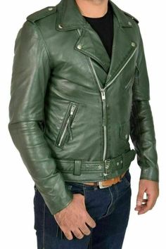 Lambskin Mens Stylish Motorcycle Biker Slim Fit Olive GREEN Leather Jacket for Men with BELTED #Green #Biker #Motorcycle #Men Olive Green Leather Jacket, Green Leather Jacket, Leather Jacket For Men, Jack Green, Green Leather Jackets, Jacket For Men, Workout Jacket, Leather Jackets Women, Leather Jacket Men