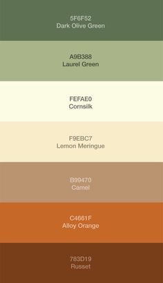 the color scheme for different shades of green