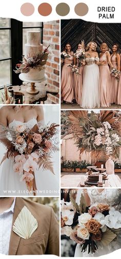 a collage of different wedding color schemes