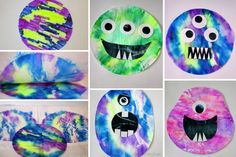 paper plate crafts for kids to make with their hands and feet, including monster faces