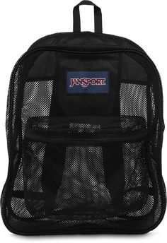 When you need everything in sight, the clear JanSport Mesh backpack is the perfect choice. This backpack features a front utility pocket and an internal hanging pocket for organization. Fit & Design Webbing grab handle on top Roomy main compartment with space for all your stuff Adjustable straight cut padded shoulder straps provide comfort for large loads Interior 6 inch hanging pocket with hook and loop closure Roomy front zippered pocket Additional Details Weight: 13 oz / 0.4 kg Dimensions: 17 Mesh Backpack, Kids Gym, Pack Backpack, Backpack Reviews, Backpacking Packing, Travel School, Monogrammed Leather, Jansport Backpack, Mesh Design