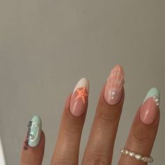 Summery Nails Acrylic, Costal Cowgirl Nails, Gel X Nail Designs Summer, Gel X Summer Nails, Summer Nails Ocean, Cute Nail Ideas For Summer, Gel X Nail Art, Cute Nails For Summer, Nails Ideas For Summer