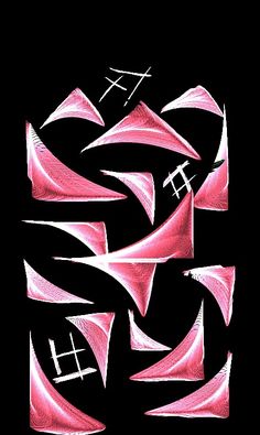 some pink shapes on a black background