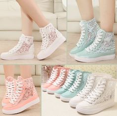 Sepatu Pump, Shoes With Laces, Diy Sy, Mode Kawaii, Mode Shoes, Lace Sneakers, Girly Shoes, Sneakers Mode