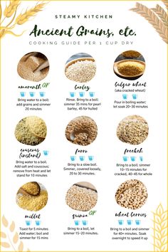 an info sheet describing the different grains used in cooking breads and other food items