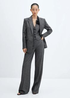 Wool suit pants - Women | Mango USA Tailored Suit Women, 3 Piece Suit Women, Suit Vest Women, Mango Trousers, Modern Maternity, Blazer Suit Women, Casual Suit Jacket, Mango Outlet, Suit Women