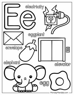 20 Letter E Coloring Pages (Free PDF Printables) Abc Coloring Book Free Printable, Letter E For Toddlers, E Letter Crafts For Preschool, Letter E Coloring Page Free Printable, Preschool Letter E Crafts, Letter O Art Preschool, Letter E Worksheets Kindergarten, Letter F Coloring Page, Letter E Activities For Toddlers