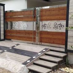 an entrance to a house with steps leading up to it