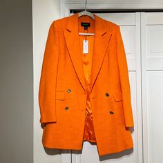 Gorgeous New With Tags Neon Orange Blazer From Karen Millen. Double Breasted With Silver Tone Buttons. I’m Also Selling The Coordinating Feathered Pants In Another Listing. Perfect Condition! Tailored Long Sleeve Orange Outerwear, Fall Orange Blazer For Office, Orange Fall Blazer For Office, Fall Orange Office Blazer, Orange Fall Blazer For Work, Spring Formal Orange Outerwear, Formal Orange Outerwear For Spring, Orange Formal Outerwear For Spring, Orange Outerwear For Office In Fall