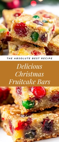 Image for Delicious Christmas Fruitcake Bars Layered Bars Recipe, Fruit Cake Bars, Fruitcake Bars, Fruitcake Cookies Recipe, Fruit Squares, Fruit Bars Recipe, Christmas Fruitcake, Light Fruit Cake, Christmas Bars