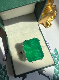 Jumbo size GREEN Emerald Ring Magnificent Ring Fabulous So Elegant and Attractive Exquisite Best Gift August Birthstone The Mainstone size 16x20mm ♥Made to order 5 days ready to ship ♥ The main stone is the Finest Doublet Emerald. ♥Absolutely gorgeous and beautifully handcrafted Finest Doublet Emerald in an exquisite setting. ♥ This classic yet trendy Jewelry makes the perfect Christmas/Anniversary/Valentine's/Birthday gift for her that will be treasured forever. We are confident that the beauti Fine Jewelry Green Rings For May Birthstone, Gift Emerald Ring With Vvs Clarity, Elegant Green Sterling Silver Rings, Luxury Green Rings For Anniversary, Elegant Green Gemstones For Formal Occasions, Green Emerald Cut Gemstones For Anniversary, Green Open Emerald Ring For Gift, Emerald Cut Green Gemstones For Anniversary, Elegant Green Emerald Ring With Vs Clarity