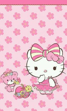 Image via We Heart It https://weheartit.com/entry/145199350/via/22479432 #cute #hellokitty #pink #wallpaper Hello Kitty Flowers, Birthday Background Wallpaper, Pink And Wallpaper, Tumblr Pattern, Hello Kitty Wallpapers, Charmmy Kitty, Hello Kitty Images, Melody Hello Kitty, Kitty Pictures