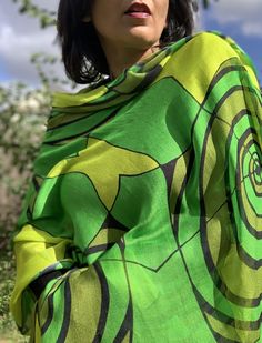 spiral scarf - shades of green Yellow Scarf, Green Scarf, Spiral Design, Pet Bandana, Shades Of Green, Evolution, Scarf Accessory, How To Draw Hands, Green