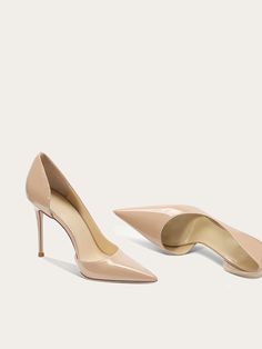 Beige Nude D&apos;Orsay Stiletto | Rose - BlackPink Beige 40 Feminine Heels With Deep Heel Cup And Almond Toe, Feminine Almond Toe Heels With Deep Heel Cup, Feminine Pointed Toe Heels With Heel Strap, Feminine Almond Toe Heels With Padded Heel, Chic Pink High Heel Court Shoes, Feminine Heels With Deep Heel Cup And Open Heel, Feminine Closed Toe Heels With Wrapped Heel, Chic Pink Almond Toe Heels, Feminine Wrapped Heel Closed Toe Heels