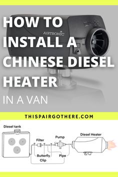 This pin has an image of a diesel heater in the background with text over it saying "how to install a Chinese Diesel Heater in a van". Underneather is a diagram of how to assemble a Chinese diesel heater. Diesel Heater Camper, Chinese Diesel Heater, Diesel Heater Installation, Van Camp, Camper Diy, Mercedes Sprinter Camper, Vw T25, Diy Camper Trailer, Diesel Heater